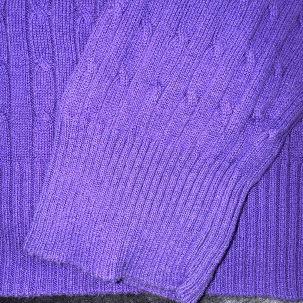 Kim Rogers Purple Cable Knit V-Neck Cotton Sweater Womens Large RN 31104 - Picture 9 of 14